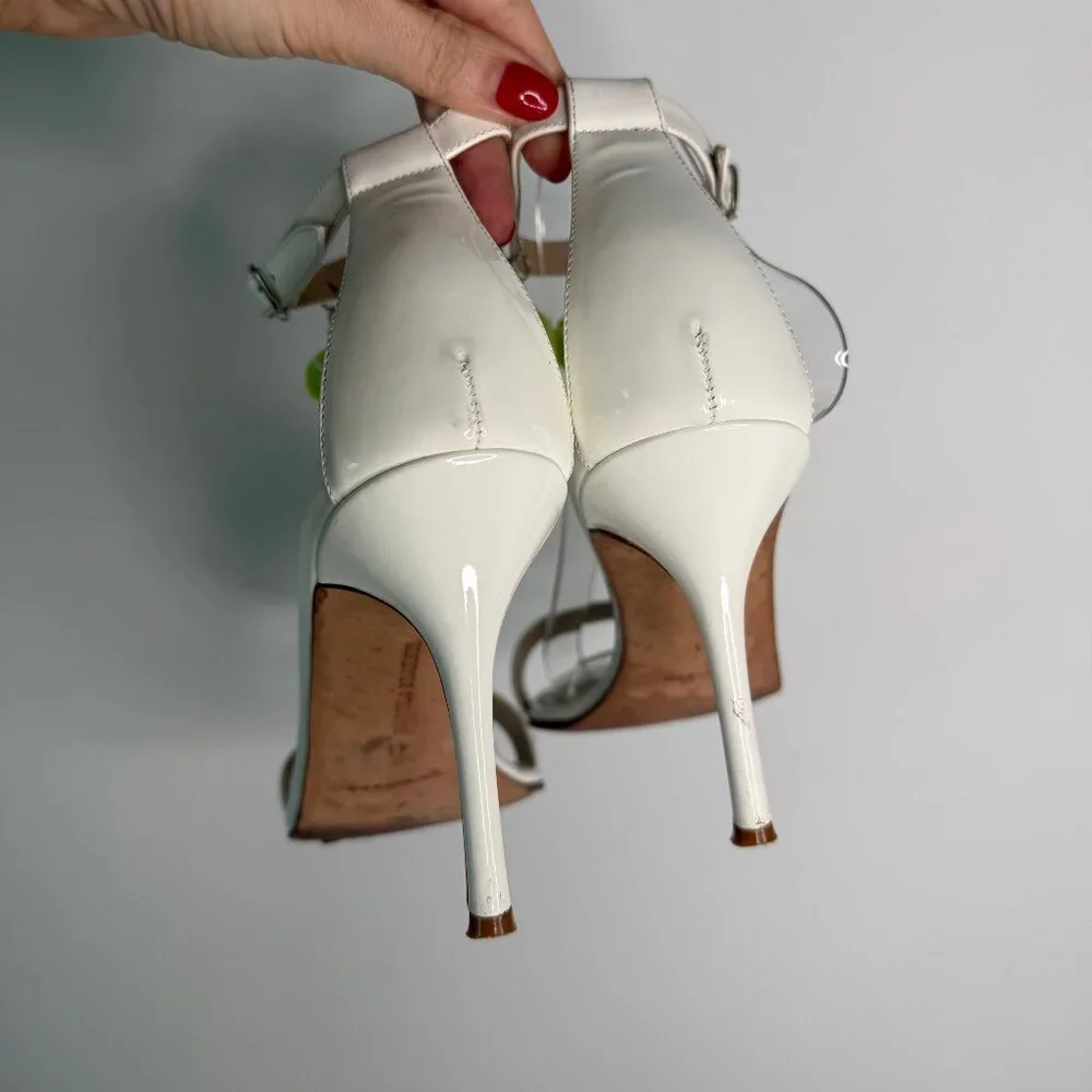 Manolo Blahnik (Tennis) White Patent Leather Sandals - Picture 6 of 11